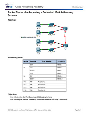 8314 Packet Tracer - Implementing a Subnetted IPv6 Addressing Scheme