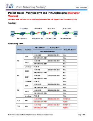8325 Packet Tracer - Verifying IPv4 and IPv6 Addressing Instructions IG