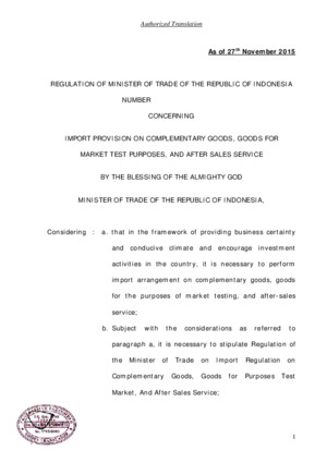 New Draft REGULATION OF MINISTER OF TRADE OF THE REPUBLIC OF INDONESIA