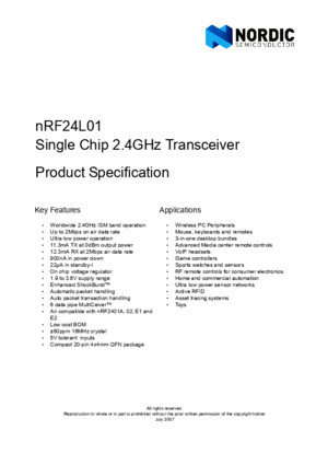 nRF24L01 Product Specification v2 0