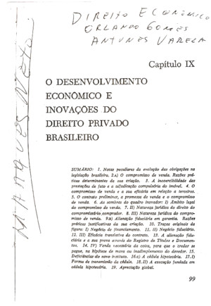 O Desenvolvimento Economico E InovaçõEs Do Direito Privado Brasileiro CapíTulo 9 Do Livro Direito Economico De Orlando Gomes E Antunes Vareza