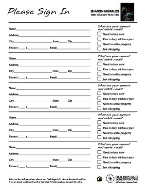 Open House Sign-In Sheets