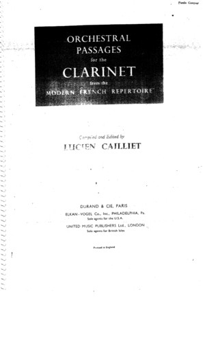 Orchestral Passages for the Clarinet from the modern French Repertoirepdf