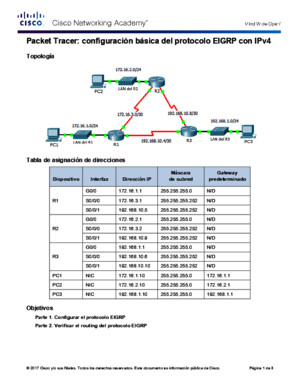 Packet Tracer - Configuring Basic EIGRP With IPv4 Instructions
