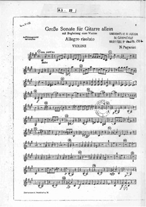Paganini Sonata in La per chitarra e violino