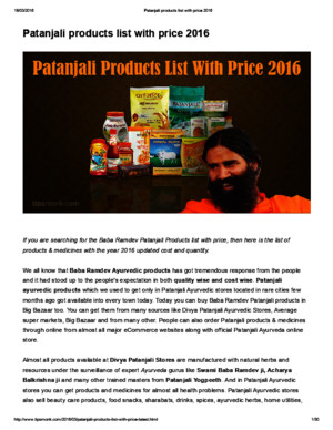 Patanjali Products Medicines List With Price 2016 PDF Free Download