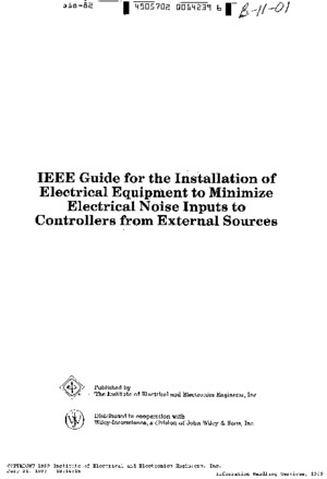 95354467 IEEE Std 518 Guide for the Installation of Electrical Equipment to Minimize Electrical Noise Inputs Ed 1982