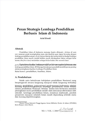 Peran Strategis Lembaga Pendidikan Berbasis Islam di Indonesia