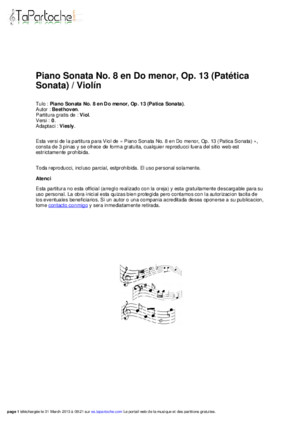 Piano Sonata No 8 in c Minor Op 13 Pathetique Sonata Violin v0sera