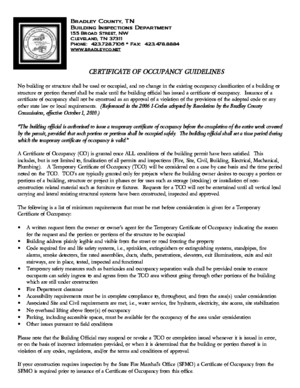 Procedure for Certificate of Occupancy