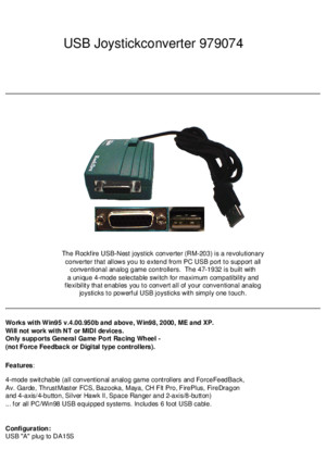 RM-203 USB Joystick Converter Rockfire USB-Nest