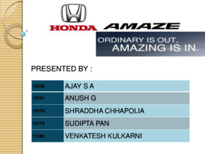 A case study on Honda Amaze
