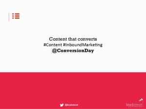 A Content Marketing Strategy for a Succesful Inbound Marketing By Jamie Biesemans at Conversion Day 2015