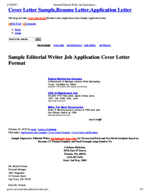 Sample Editorial Writer Job Application Cover Letter Format _ Cover Letter Sample,Resume Letter,Application Letter