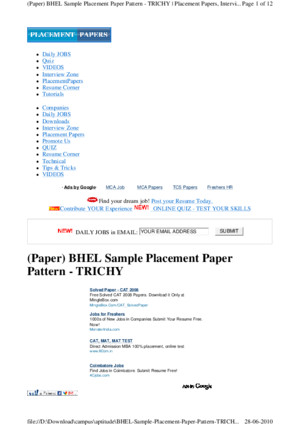 Sample Placement Paper L&T