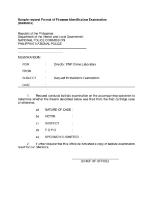 Sample Request Format of Ballistics Examination