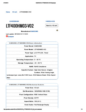 Samsung Ltf400hm03-V02 Datasheet