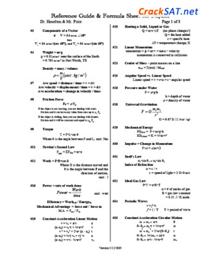 SAT II Physics Formula Sheet
