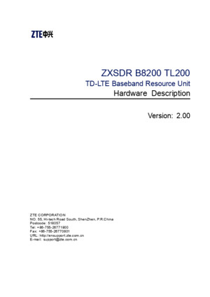 SJ-20100818110708-002-ZXSDR B8300 TL200(V200) TD-LTE Baseband Resource Unit Hardware Description