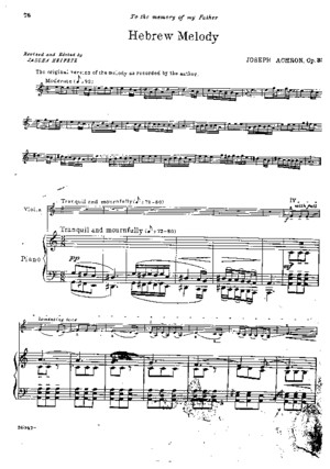 Achron-Heifetz - Hebrew Melody (Violin and Piano)