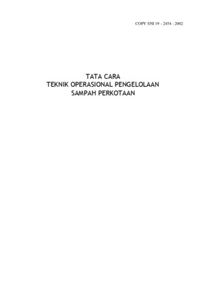 SNI 19-2454-2002 Tata Cara Teknik Operasional Pengelolaan Sampah Perkotaan