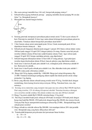 Soal matematika smp kelas 2