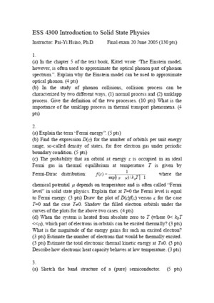 Solid State Physics Exam Questions and Answers