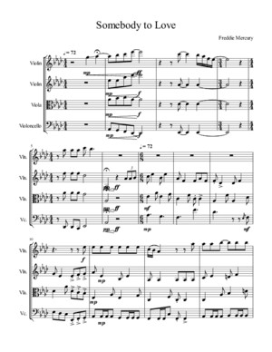 Somebody to Love - String Quartet-Score and Parts