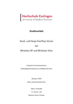 Stack- und Heap-Overflow-Schutz bei Windows XP und Windows Vista