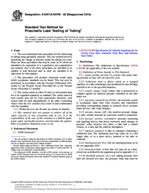 Standard Test Method for Pneumatic Leak Testing of Tubing