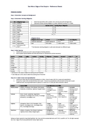 Star Wars - Edge of the Empire - Rules Reference Sheets