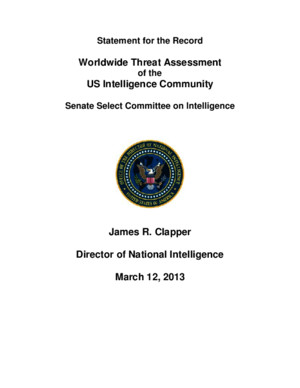Statement for the Record - Worldwide Threat Assessment of the US Intelligence Community