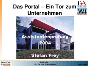 Stefan FreyDas Portal Ein Tor zum Unternehmen 13092004 Das Portal – Ein Tor zum Unternehmen