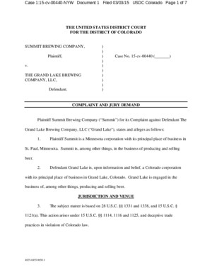 Summit Brewing v Grand Lake Brewing - Summit Pale Ale Trademark Complaint