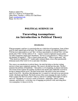 Syllabus - An Introduction to Political Theory - POSC 110