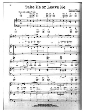 Take Me or Leave Me From Rent the Musical Piano Sheet Music