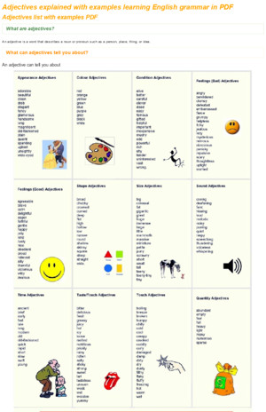 Adjectives explained with examples PDF - Learning English vocabulary and grammarpdf