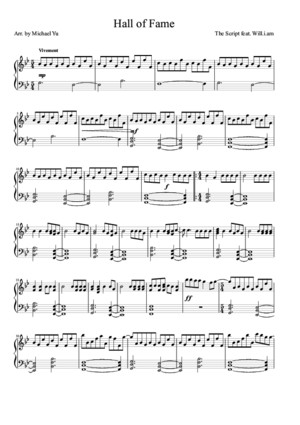The Script - Hall of Fame Piano Sheet Music