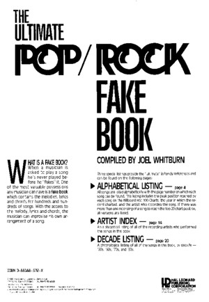 The Ultimate Pop Rock Fake Book Index