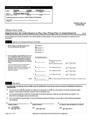 ToFile Stan J Caterbone Chapter 11 Bankruptcy Case Forms January 11, 2016