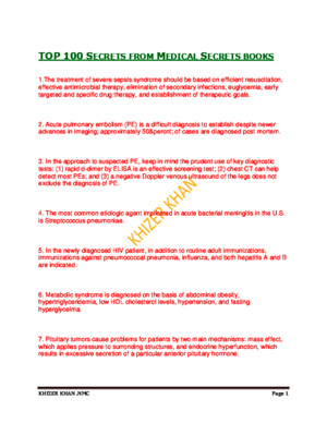 Top 100 Secrets From Medical Secrets Books