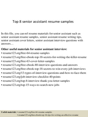 Top 8 senior executive assistant resume samples