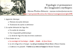 Typologie et permanence des imaginaires mythiques Myriam Watthee-Delmotte (myriamwattheeuclouvainbe) 1 Approche théorique a Théories du mythe littéraire