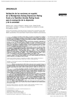 Validación de las versiones en español de la Montgomery-Asberg Depression Rating Scale y la Hamilton Anxiety Rating Scale para la evaluación de la depresión y de la ansiedad