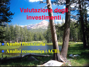 Valutazione degli investimenti Analisi finanziaria Analisi finanziaria Analisi economica (ACB) Analisi economica (ACB)