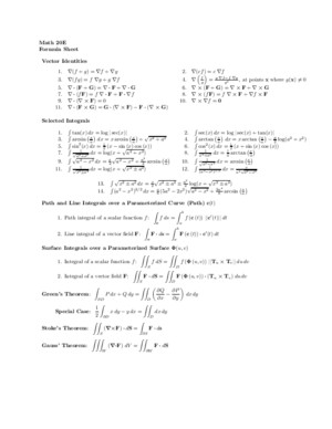 Vector Calculus Cheat Sheet