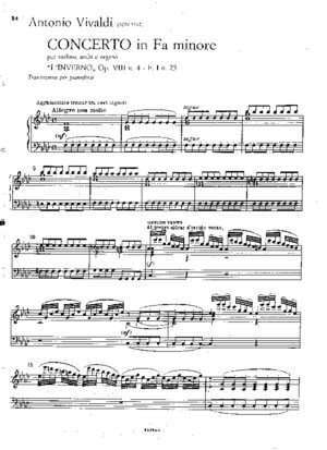 Vivaldi Winter Piano Sheet