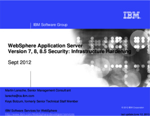 WebSphere Application Server 85 Security Hardening