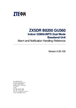 ZXSDR B8200 GU360 (V400100) Notification Handling Reference