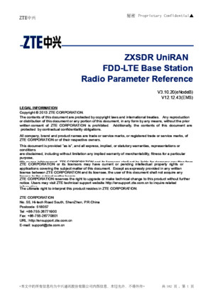 ZXSDR UniRAN (V31020) FDD-LTE Base Station Radio Parameter Reference